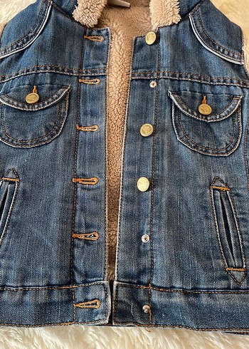 Kızlar için Kürklü Denim Yelek - Görsel 5