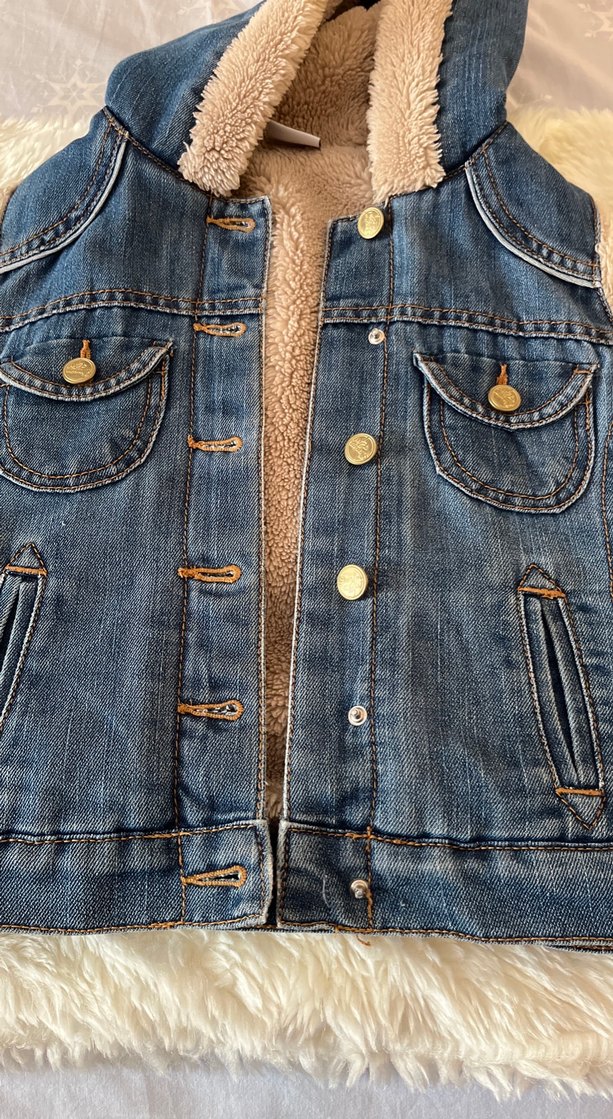 Kızlar için Kürklü Denim Yelek - Görsel 5