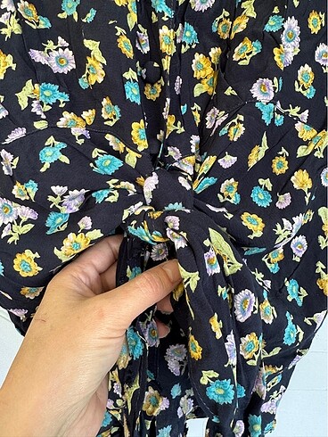m Beden lacivert Renk Çiçekli peplum gömlek