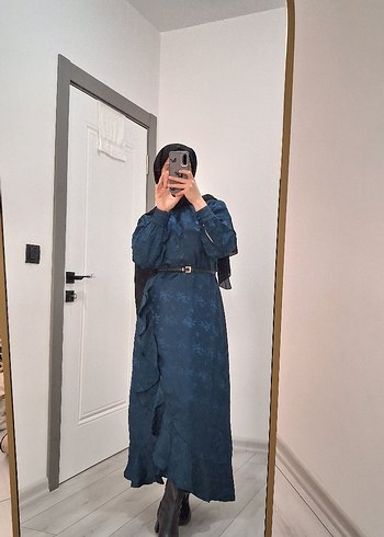 lacivert uzun elbise - Görsel 2