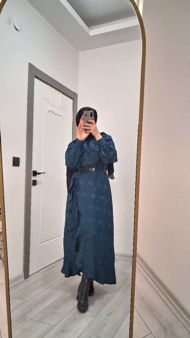 lacivert uzun elbise - Görsel 2