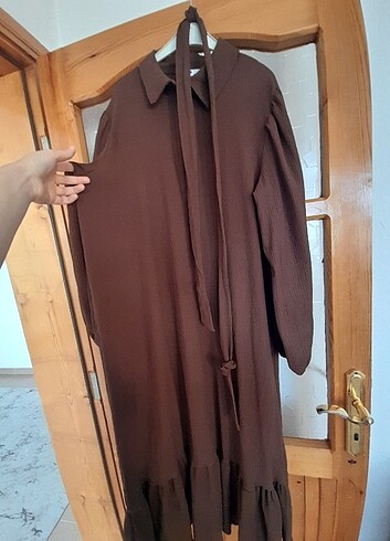 36 Beden kahverengi Renk Elbise