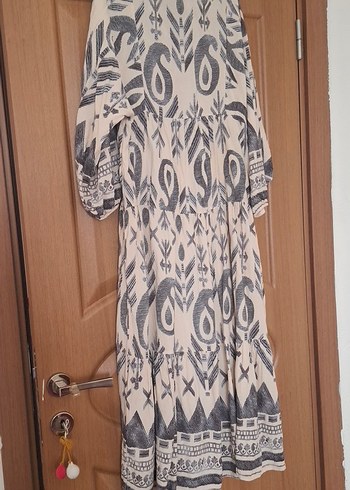 Gri Bohem Uzun Salaş Elbise - Görsel 5