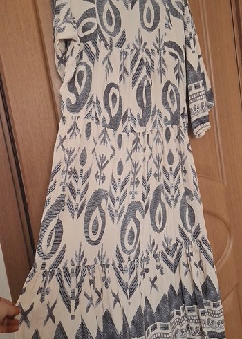 Gri Bohem Uzun Salaş Elbise - Görsel 6