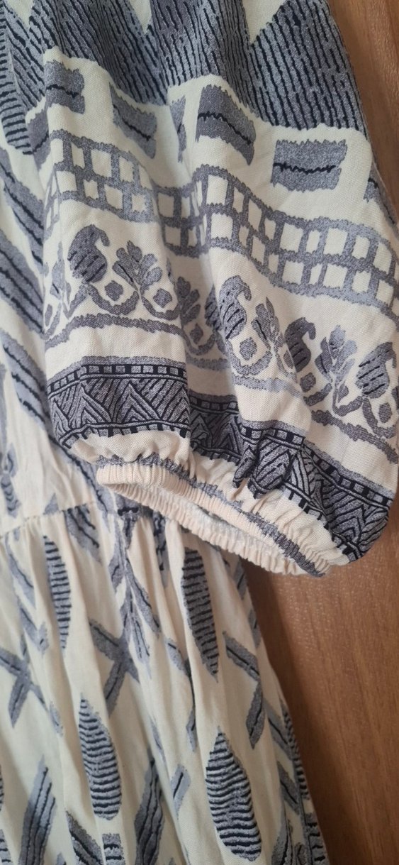 Gri Bohem Uzun Salaş Elbise - Görsel 4