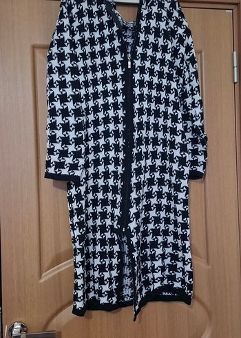 şapkalı cepli uzun hırka - Görsel 3