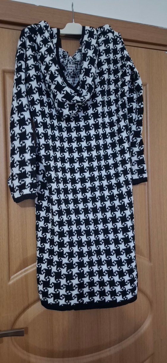 şapkalı cepli uzun hırka - Görsel 2