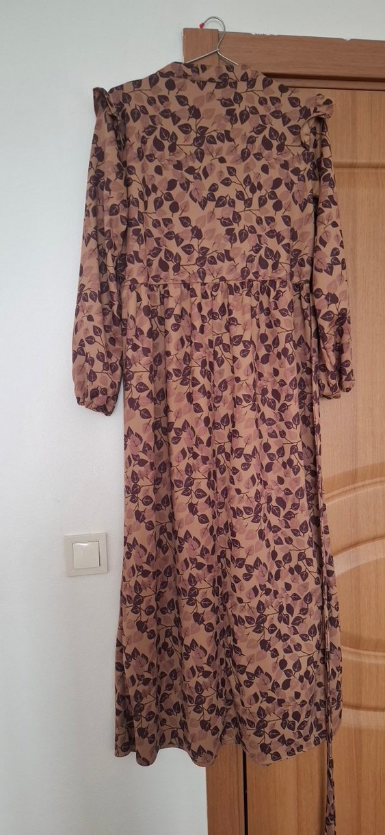 Bej Bohem Uzun Kollu Elbise - Görsel 5