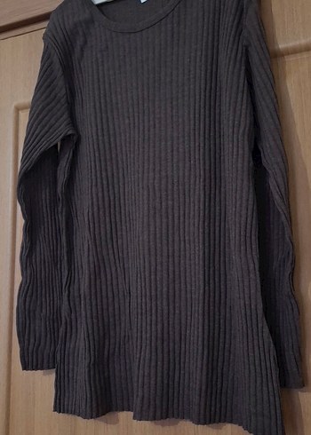 Kadın kahverengi Uzun Kollu Triko Kazak - Görsel 2