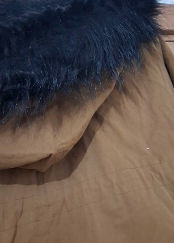 Kadın Bej Uzun Süet Ceket Kürklü Kapüşonlu - Görsel 8