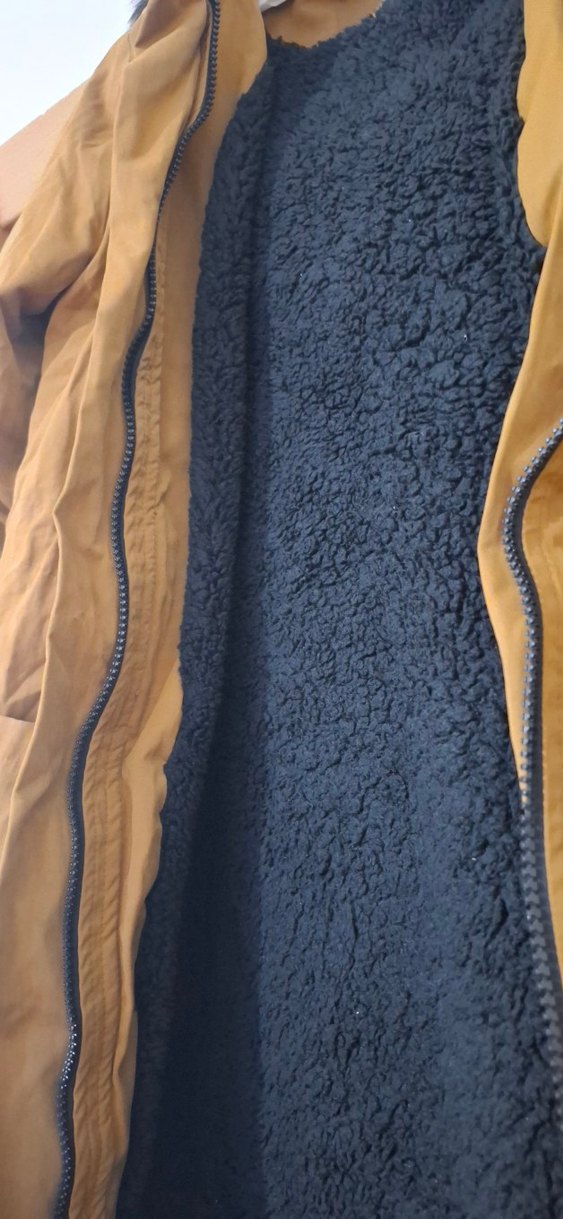 Kadın Bej Uzun Süet Ceket Kürklü Kapüşonlu - Görsel 5