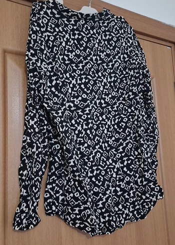 Bohem Siyah Beyaz Uzun Kollu Gömlek - Görsel 4