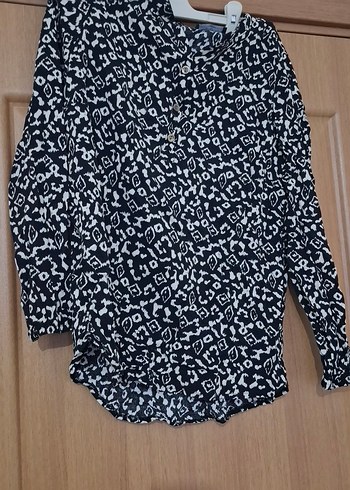 Bohem Siyah Beyaz Uzun Kollu Gömlek - Görsel 2