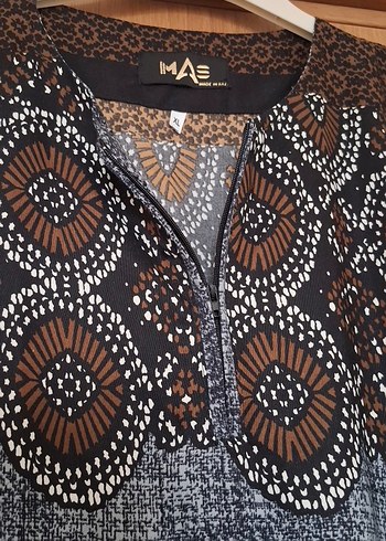 MAE Bohem Uzun Kollu V Yaka Kahverengi elbise - Görsel 5