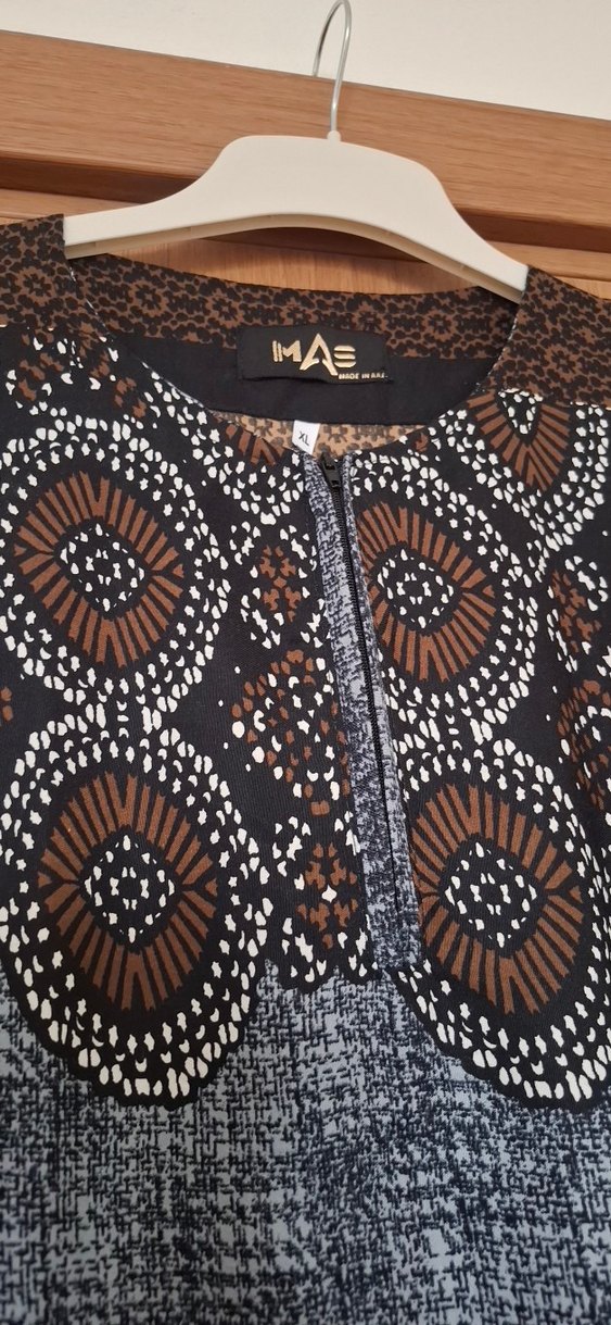 MAE Bohem Uzun Kollu V Yaka Kahverengi elbise - Görsel 3