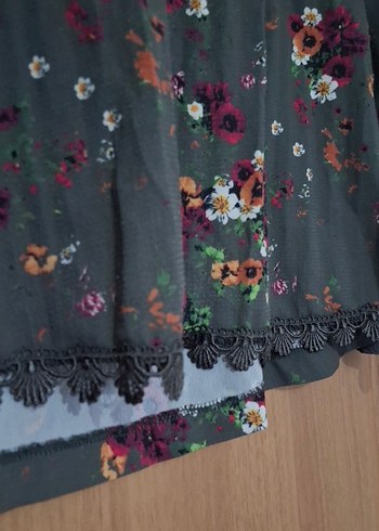 Gri Çiçek Desenli Bohem Hamile Bluzu - Görsel 5