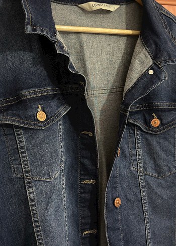48 Beden mavi Renk Düğmeli Mavi Kadın Denim Ceket