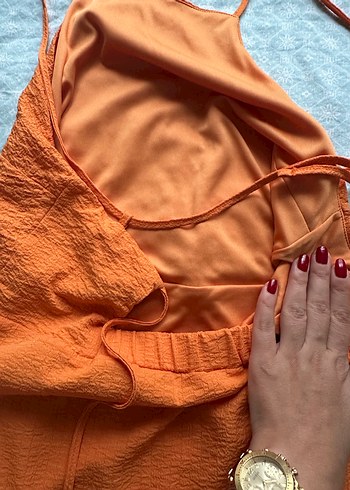 38 Beden turuncu Renk Turuncu Mini Boy Fırfırlı Straplez Elbise