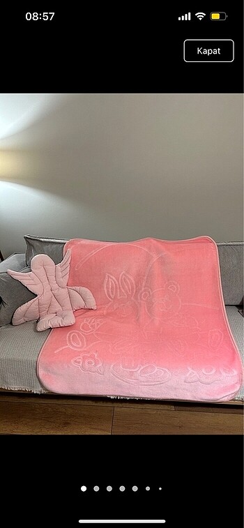 Kız bebek battaniye mama sandalyesi minderi ve puset örtüsü