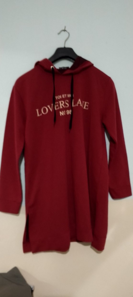 Bordo Uzun Kollu Rahat Sweatshirt - Görsel 2