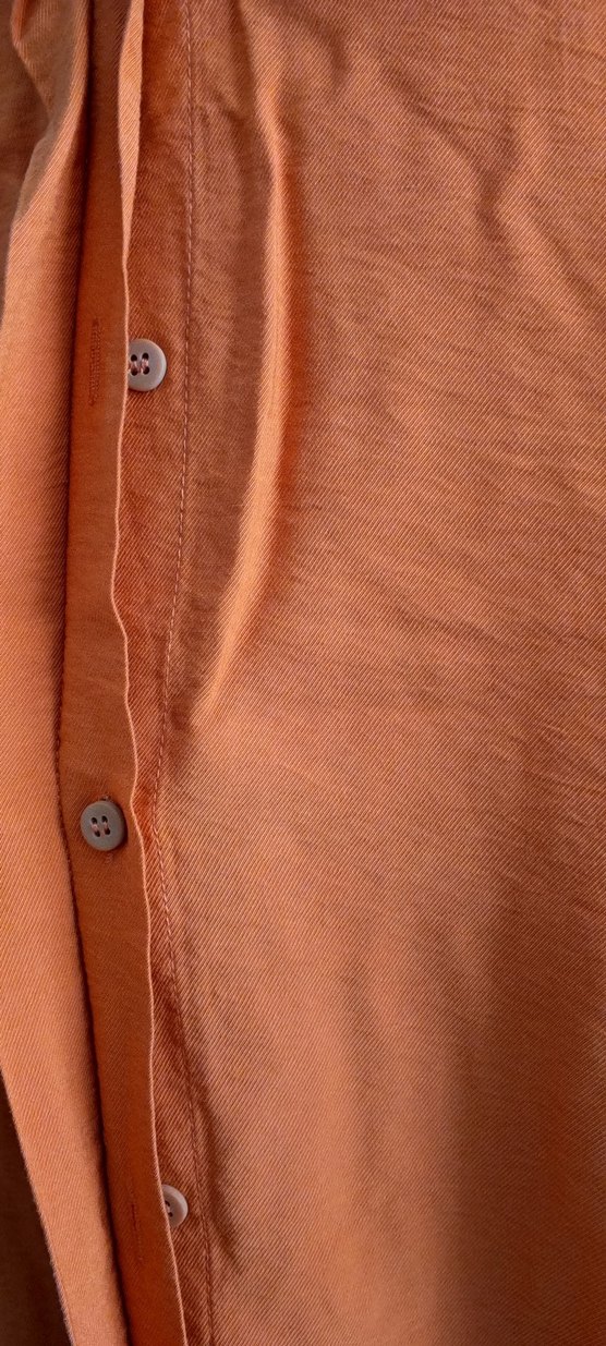 Düğmeli Uzun Kollu Kadın Keten Gömlek - Görsel 5