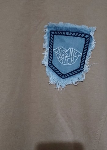 Bej Uzun Kollu Denim Detaylı Sweatshirt - Görsel 3