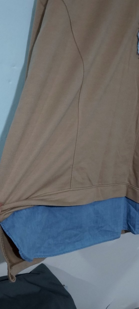 Bej Uzun Kollu Denim Detaylı Sweatshirt - Görsel 4