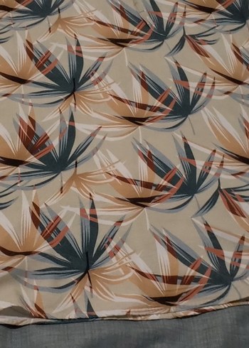 Bej Gri Desenli Uzun Kollu Bol Kesim Bluz - Görsel 4