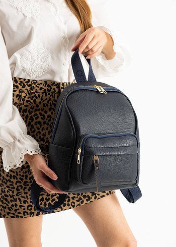 Zara Kahverengi Deri Fermuarlı Sırt Çantası