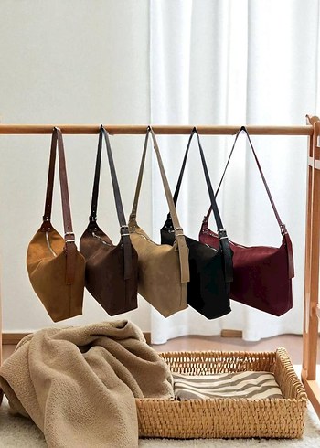 Beden Bej Süet Minimalist Kadın Çanta