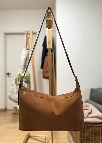 Mango Bej Süet Minimalist Kadın Çanta