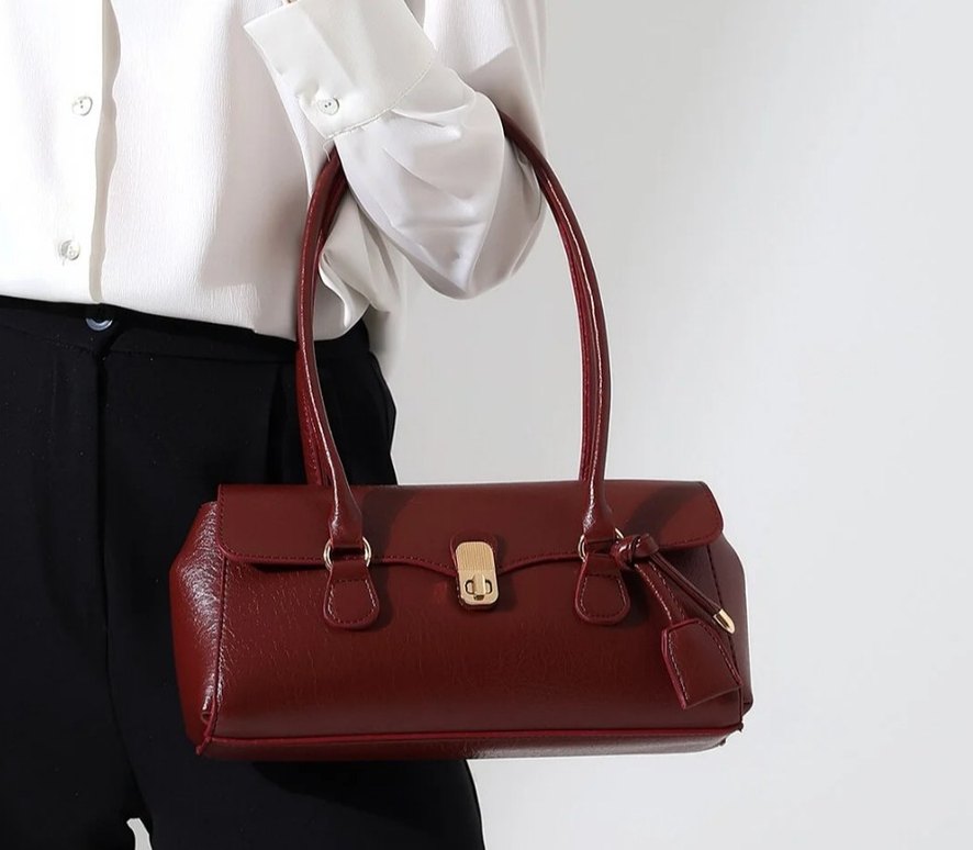 Klasik Koyu Kahverengi Deri Kadın Çanta - Görsel 2