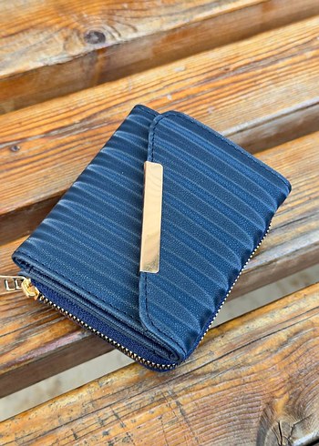 Gri Deri Pliseli Kadın Portföy Cüzdan - Görsel 2