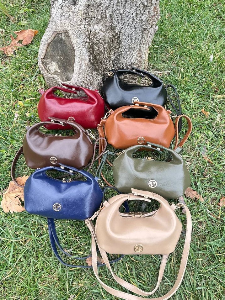 Kadın Deri Haki Çanta - Kemerli, Yılan Desenli - Görsel 4