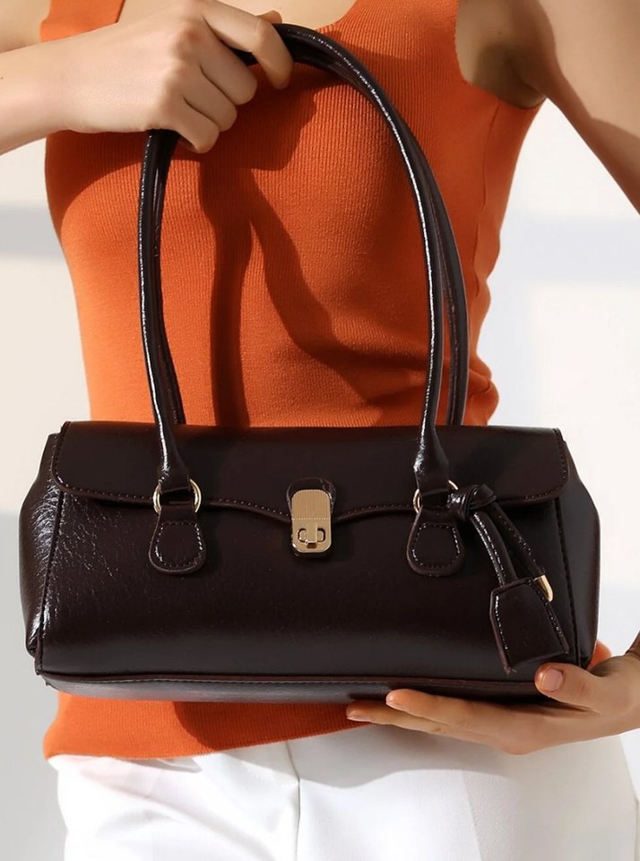 Bordo Deri Tokalı Kadın Çanta - Görsel 2