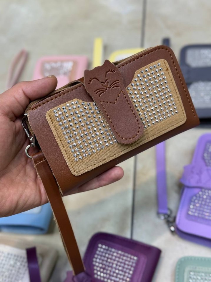 Siyah Deri Tokalı Kadın Clutch Cüzdan - Görsel 4