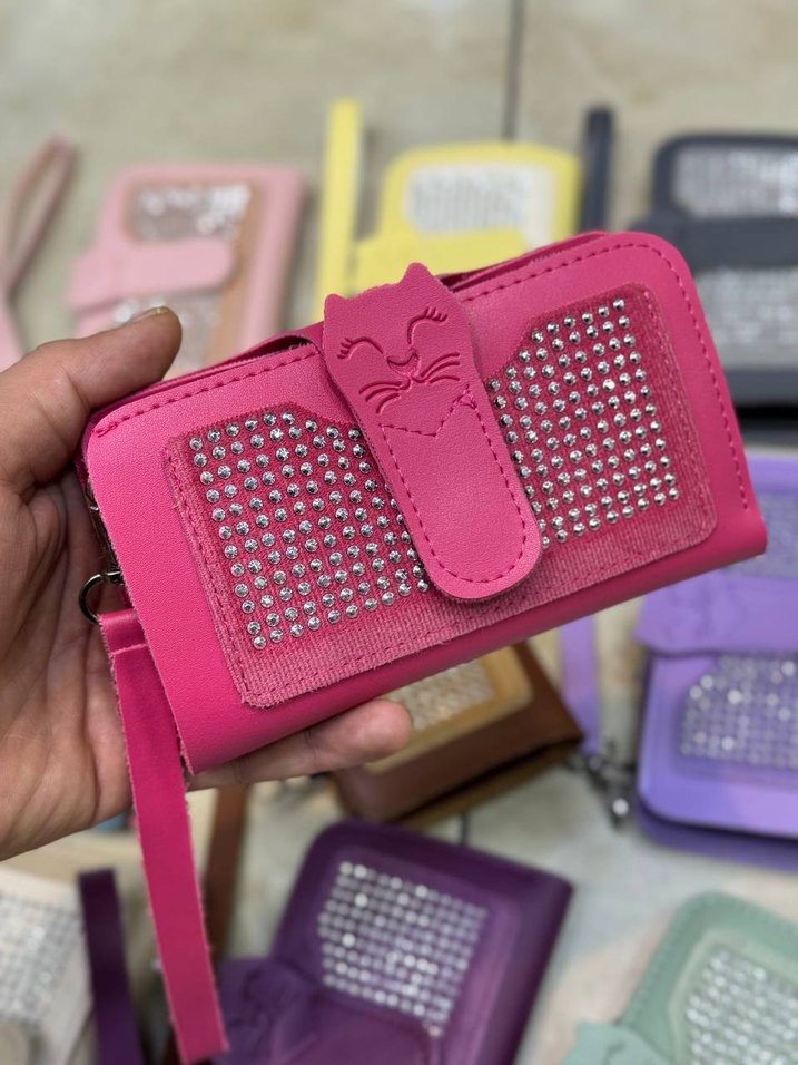 Siyah Deri Tokalı Kadın Clutch Cüzdan - Görsel 3