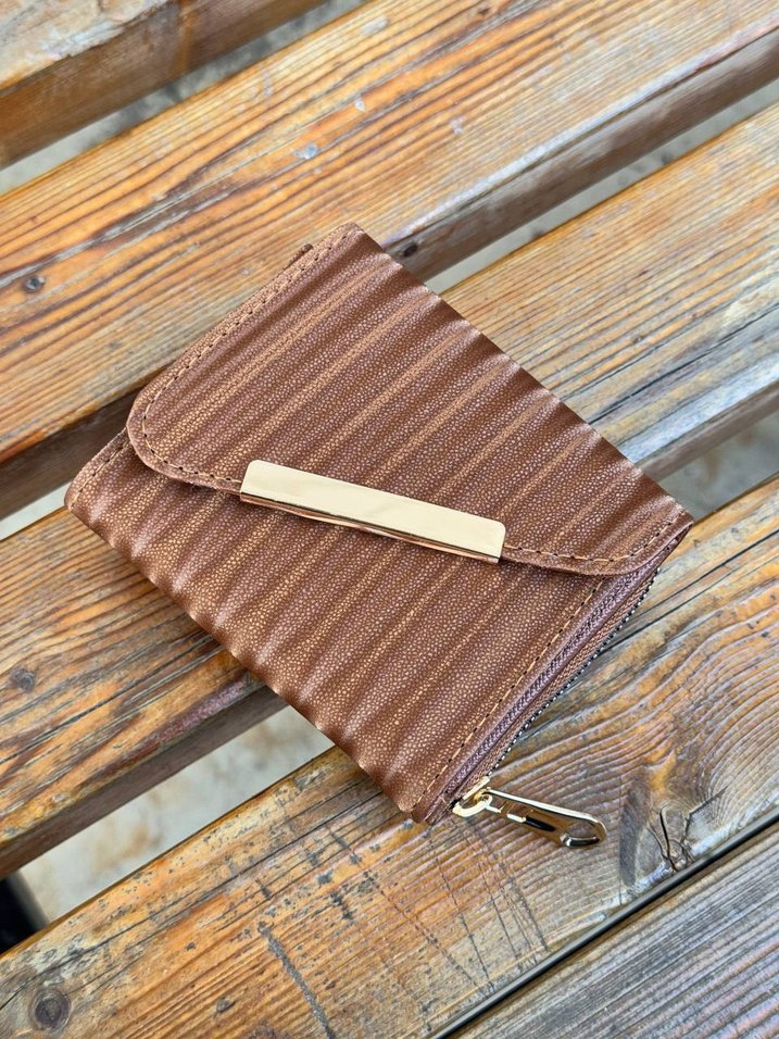 Bej Deri Fermuarlı Kadın Cüzdanı - Görsel 5