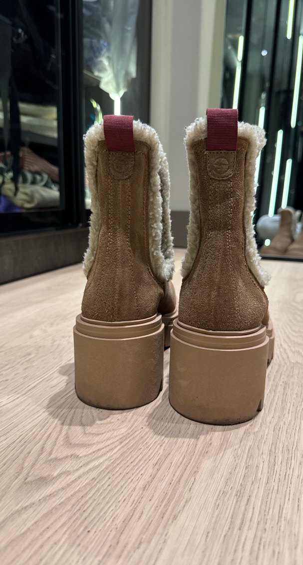 Kahverengi Süet Kürklü Kadın Dolgu Topuk Bot - Görsel 3