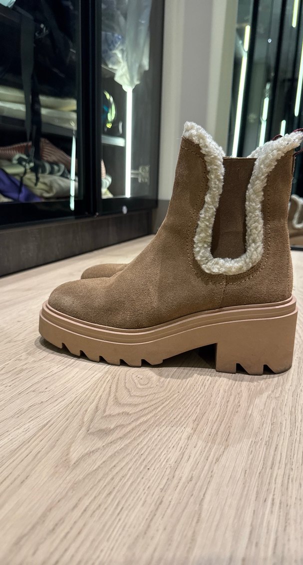 Kahverengi Süet Kürklü Kadın Dolgu Topuk Bot - Görsel 2