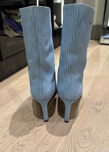 Mavi Pileli Denim Stiletto Kadın Bot - Görsel 4