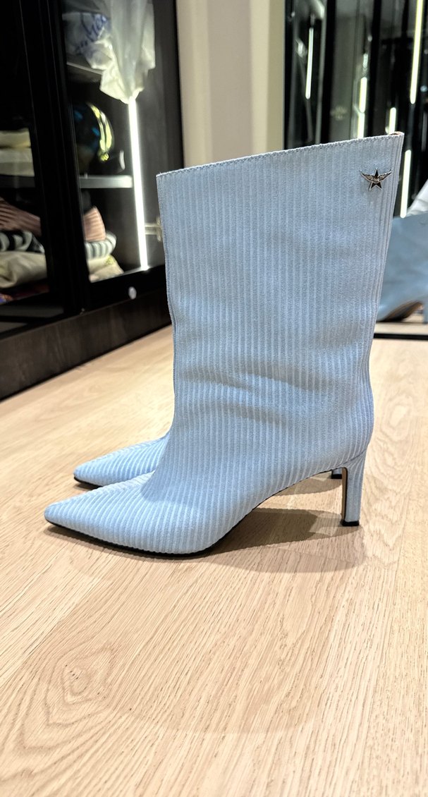Mavi Pileli Denim Stiletto Kadın Bot - Görsel 2