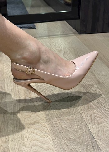 Pembe Rugan Stiletto Tokalı Kadın Topuklu - Görsel 4