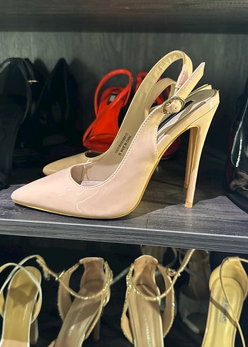 Pembe Rugan Stiletto Tokalı Kadın Topuklu - Görsel 2