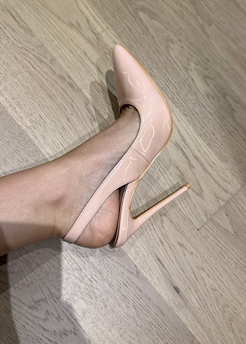 Pembe Rugan Stiletto Tokalı Kadın Topuklu - Görsel 3