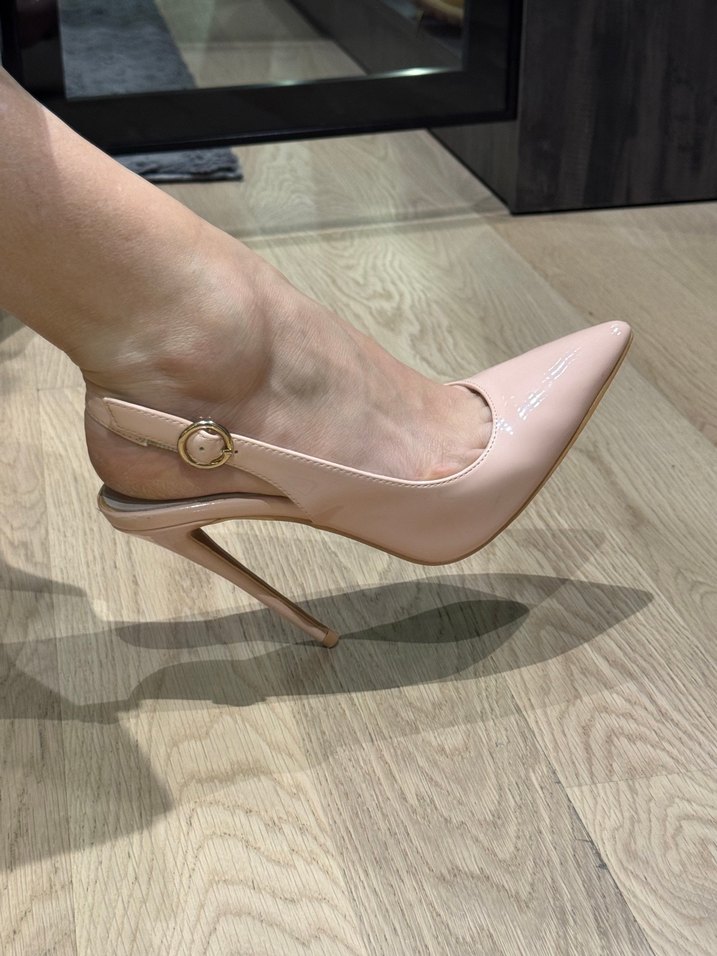 Pembe Rugan Stiletto Tokalı Kadın Topuklu - Görsel 4