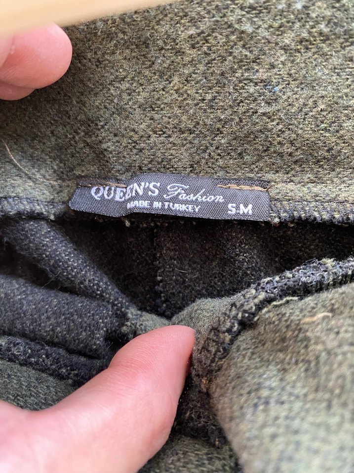 Haki Yünlü Kemerli havuç Pantolon - Görsel 5