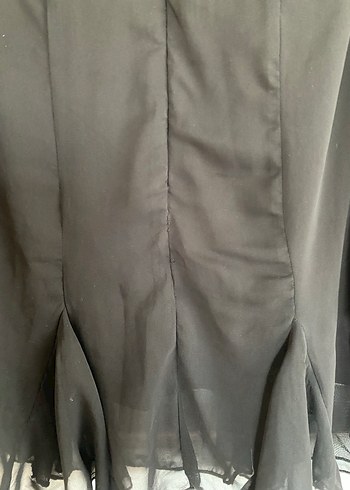 Siyah V Yakalı Uzun Kollu Midi Elbise - Görsel 7