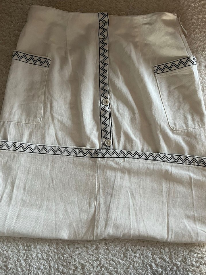 Nakışlı Beyaz Uzun Etek - Görsel 5