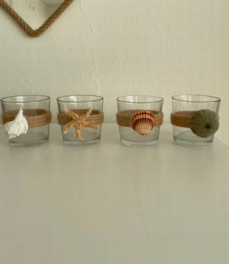 Deniz temalı bej mumluk seti - Görsel 4